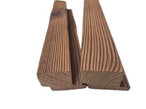 Akustiska utomhuspaneler. Termo, bränd, borstad furu.